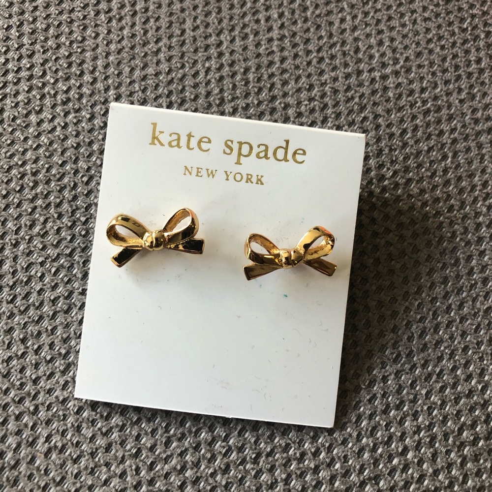 NWT Kate Spade Skinny Mini Bow Gold Stud Earrings